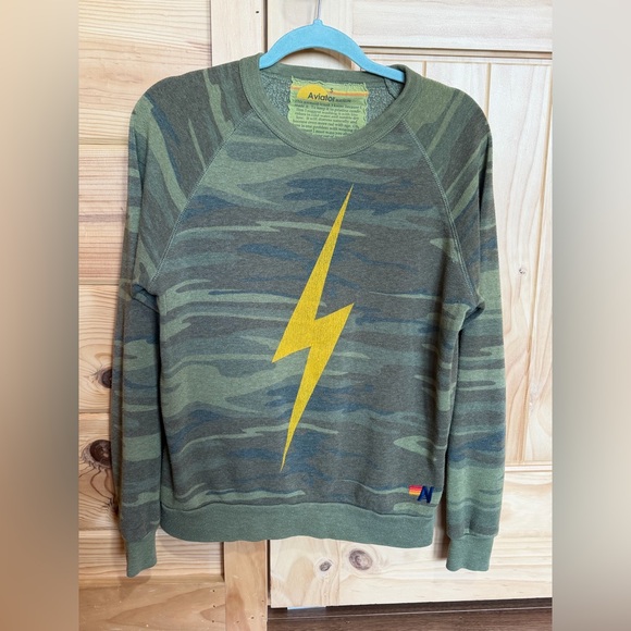 Aviator Nation Tops - Aviator Nation Bolt Camo Printed Sweatshirt Women’s Small ***has a worn look